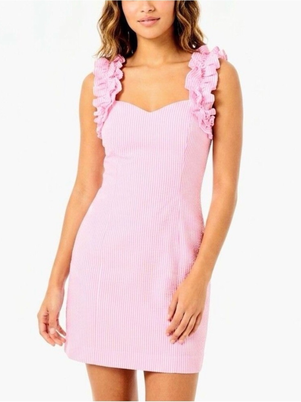 Lilly Pulitzer Pink Striped Ruffle Strap Mini Dress